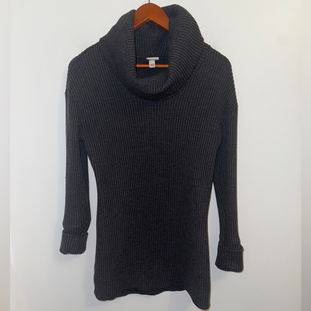 Cozy Merona Waffle Knit Cowl Neck Sweater/Tunic-
Grey, sz M